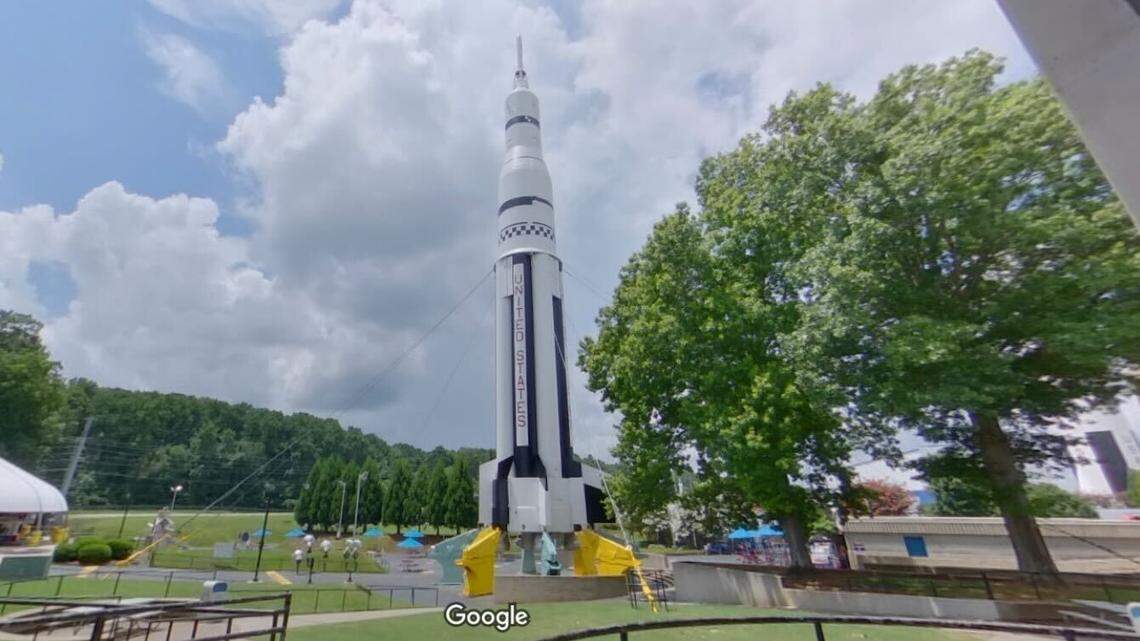 In this photo is the U.S. Space & Rocket Center in Huntsville, Alabama.