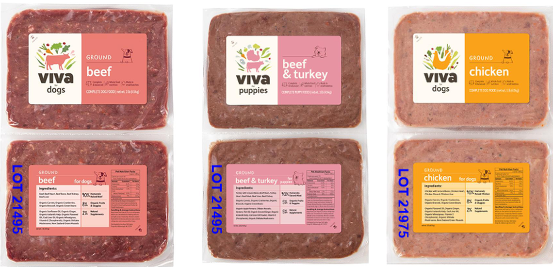 Some of the pet food recalled by Viva Raw.