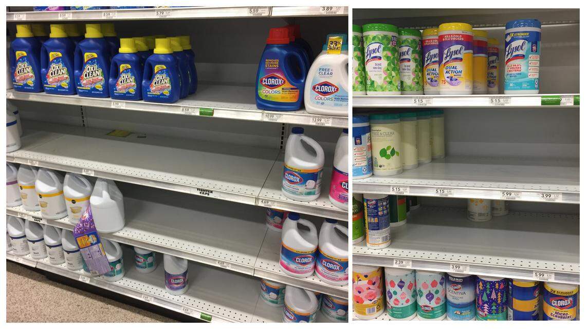Publix has noticed an increase of demand for Lysol wipes, bleach and other cleaning supplies as shoppers prepare for a possible coronavirus outbreak. The Publix on Bird Road still had Lysol wipes March 2, 2020.