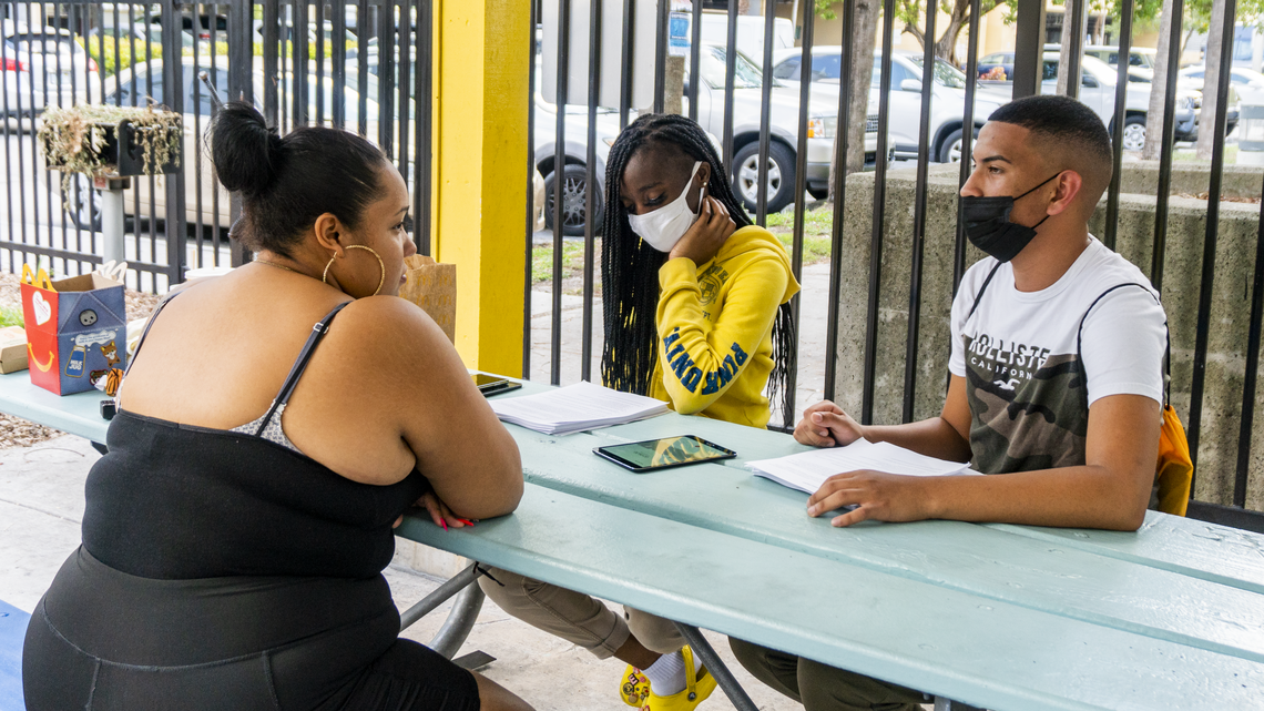 Community members discuss what they would like to come of the redevelopment project on the city-owned 18-acre lot in Allapattah at a Public Land for Public Good community outreach event one year ago.