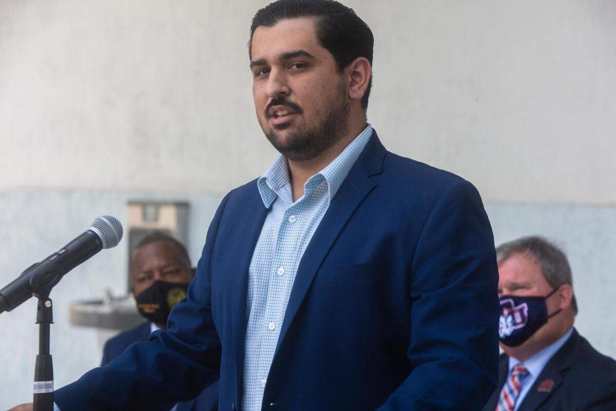 St. Thomas University alumnus Anthony Barroso talks about what he did to combat an anti-Semitic message as he gets an award recognizing his actions at St. Thomas University in Miami Gardens on March 2, 2021.