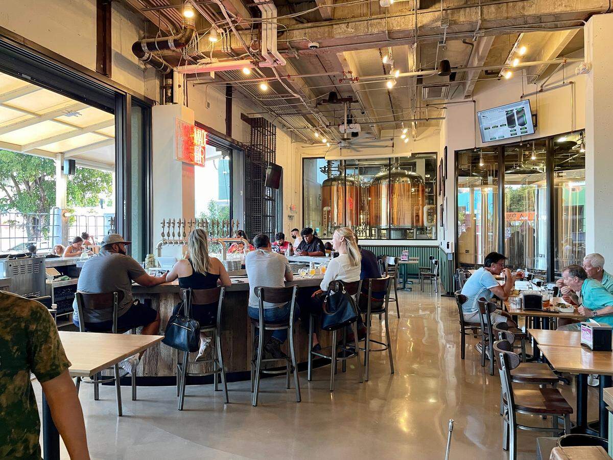 Dogfish Head Miami restyled the tasting room at Concrete Beach brewery in Wynwood.