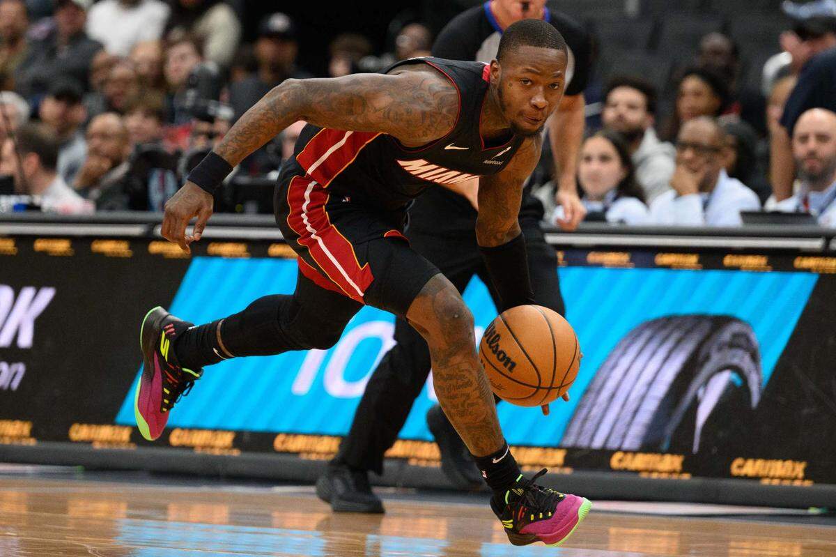 Miami Heat guard Terry Rozier (2) handles the ball during the second quarter against the Washington Wizards at Capital One Arena. 