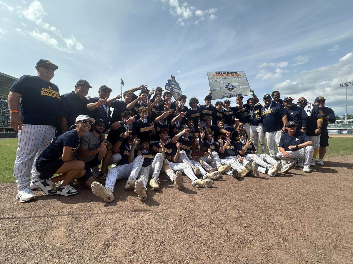 The St. Thomas Aquinas baseball team secured back-to-back state championships after beating Gainesville Buchholz on Saturday at Hammond Stadium in Fort Myers, Fla.