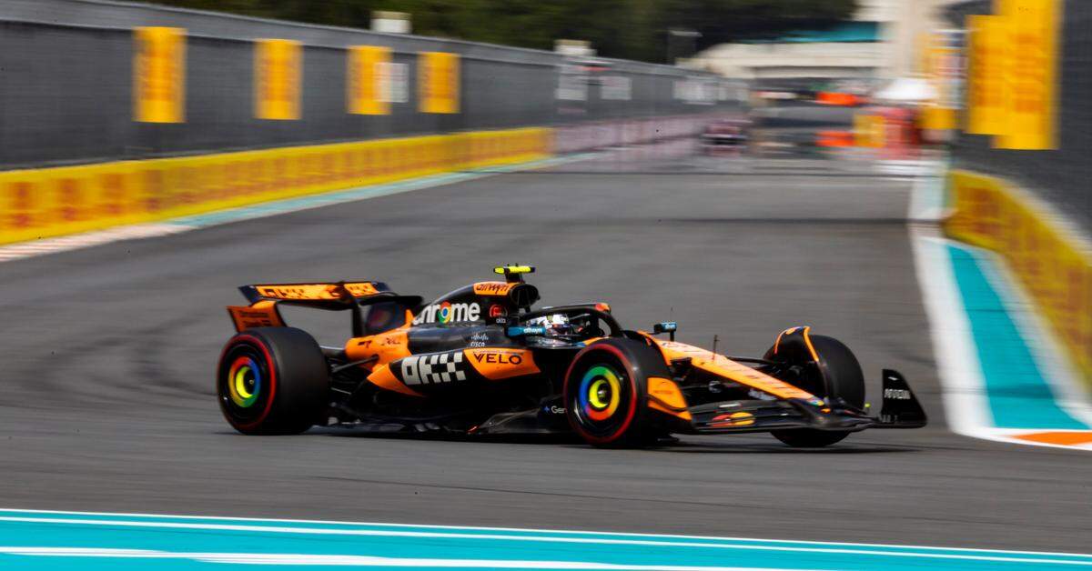 McLaren driver Lando Norris of Britain takes a turn during a Race Qualifying session on the second day of the Formula One Miami Grand Prix at the Miami International Autodrome on Saturday, May 3, 2025, in Miami Gardens, Fla.