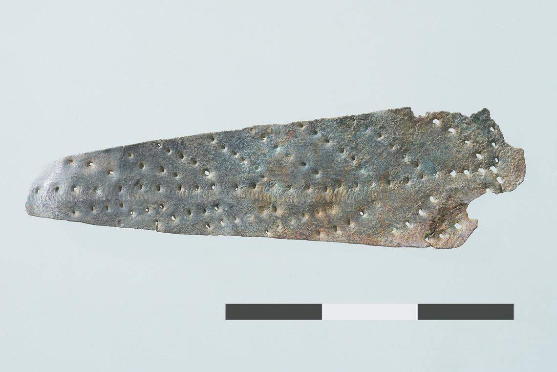 A votive sheet found at the site.