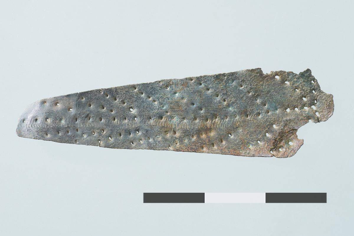 A votive sheet found at the site.