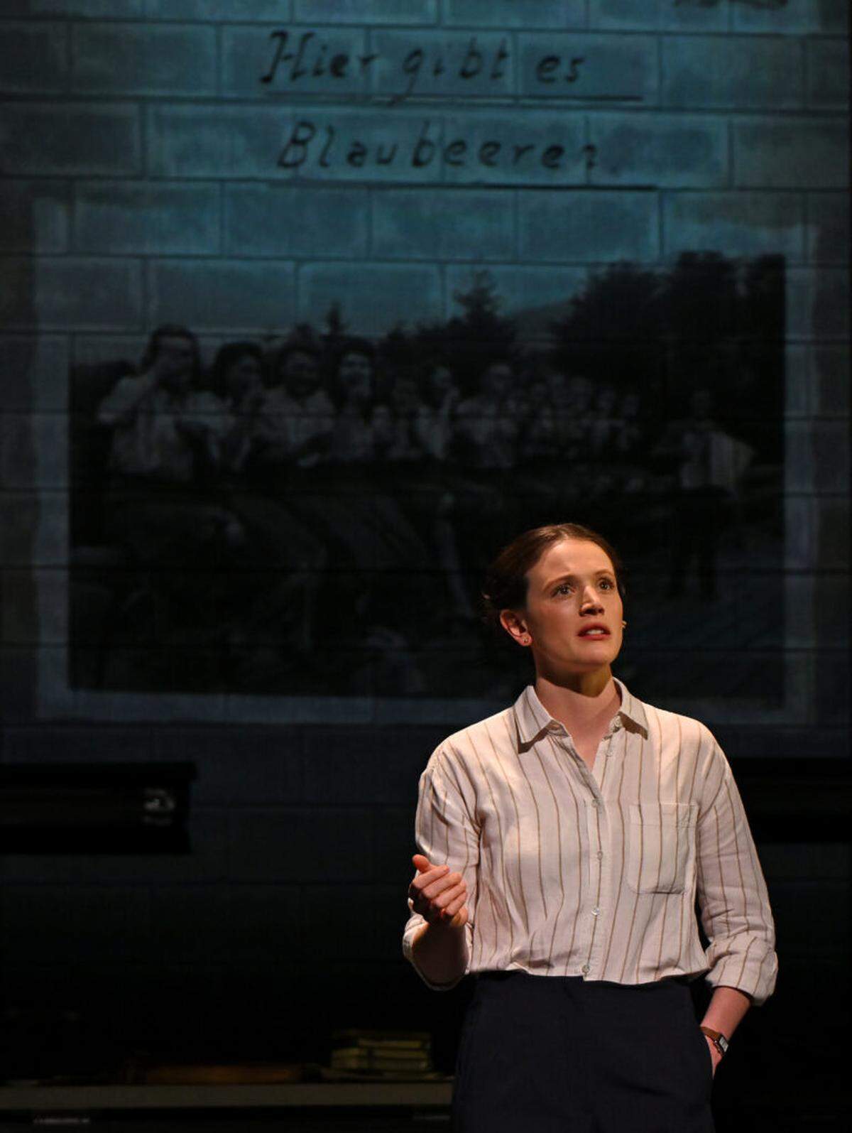 Delia Cunningham as Rebecca Erbelding in the 2025 tour of “Here There Are Blueberries.” She returns for Miami New Drama’s production. The play opens at Miami New Drama Thursday, Nov. 13 through Sunday, Dec. 7.