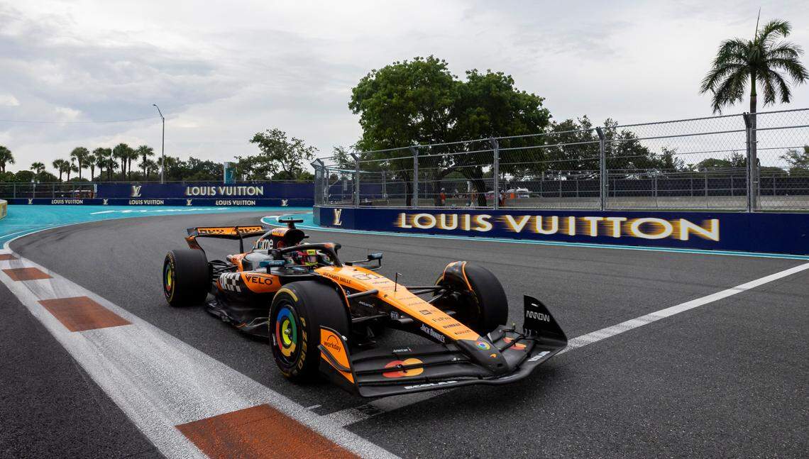 McLaren driver Oscar Piastri of Australia takes a turn during the Formula One Miami Grand Prix at the Miami International Autodrome on Sunday, May 4, 2025, in Miami Gardens, Fla.