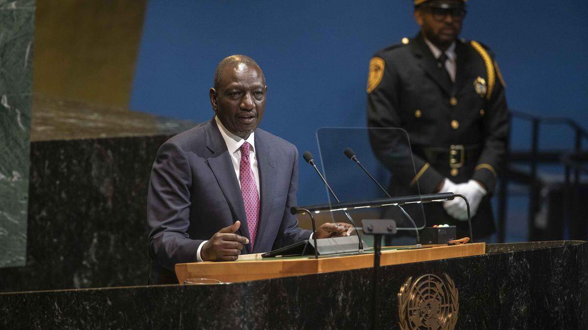 President William Ruto of Kenya addresses the 80th session of the United Nations General Assembly at United Nations headquarters in New York on Wednesday, Sept. 24, 2025.