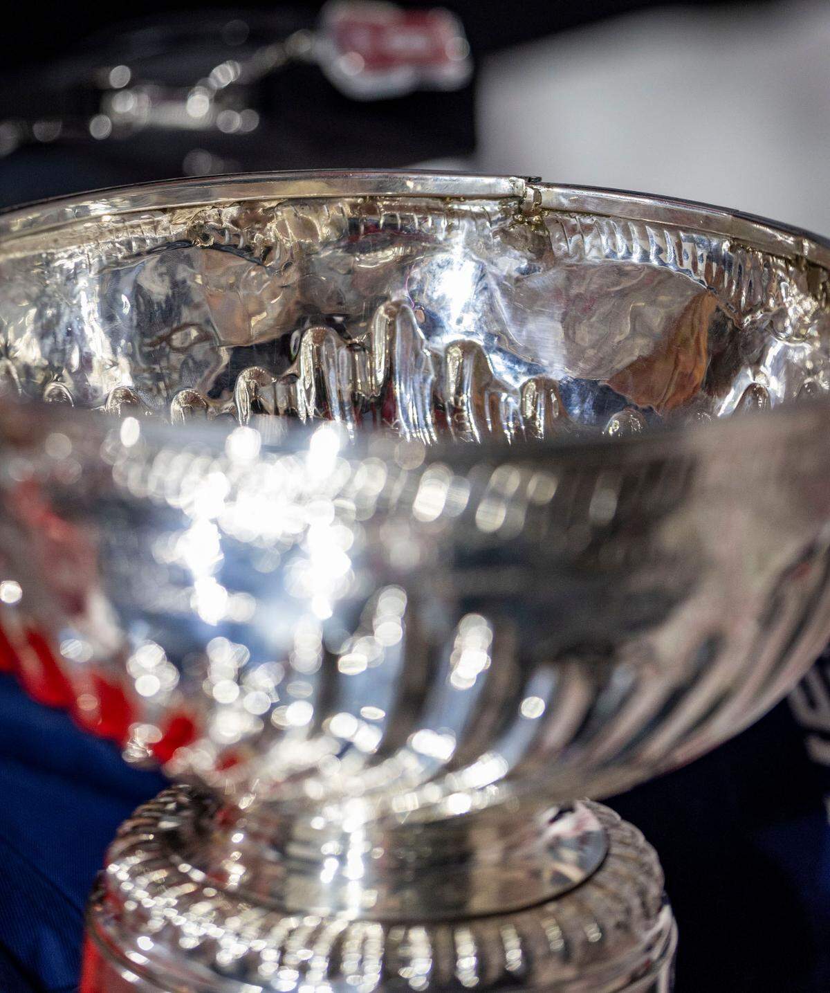 Visible damage on the bowl of the Stanley Cup during the celebration immediately following game 6 after the Panthers defeated the Edmonton Oilers to win the storied trophy for the second time in 2 years.
