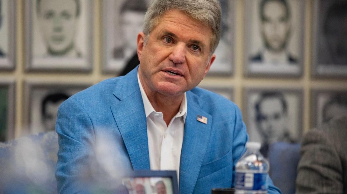 U.S. Rep. Michael McCaul speaks during a roundtable discussion between elected officials and Cuban activists about political prisoners in Cuba at Assault Brigade 2506 Museum on Monday, July 10, 2023 in Hialeah Gardens, Fla.