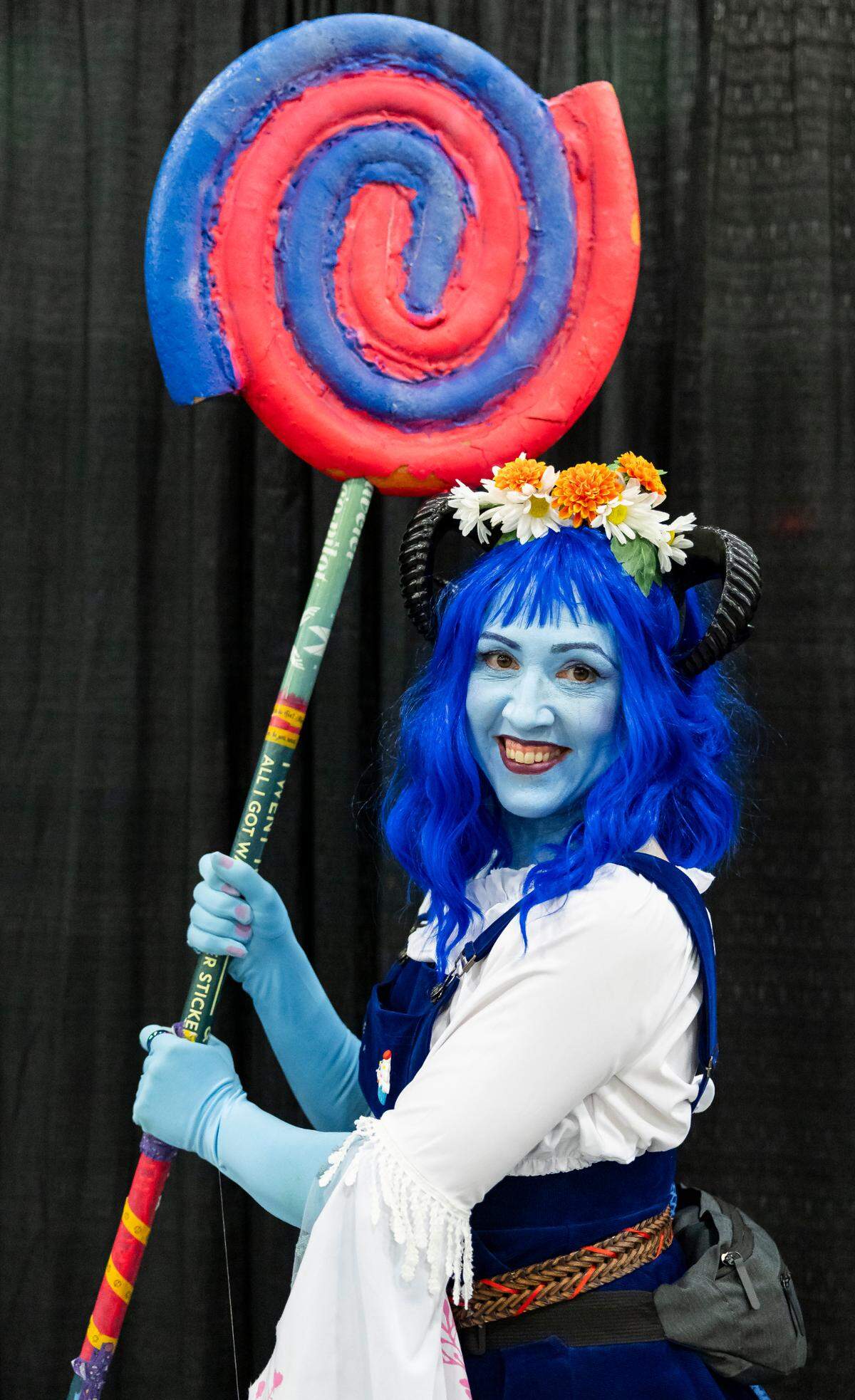 Jazzie Hennings, 44, cosplays as Jester Lavorre from Critical Role during Florida Supercon 2024 at the Miami Beach Convention Center on Saturday, July 13, 2024, in Miami Beach, Fla.