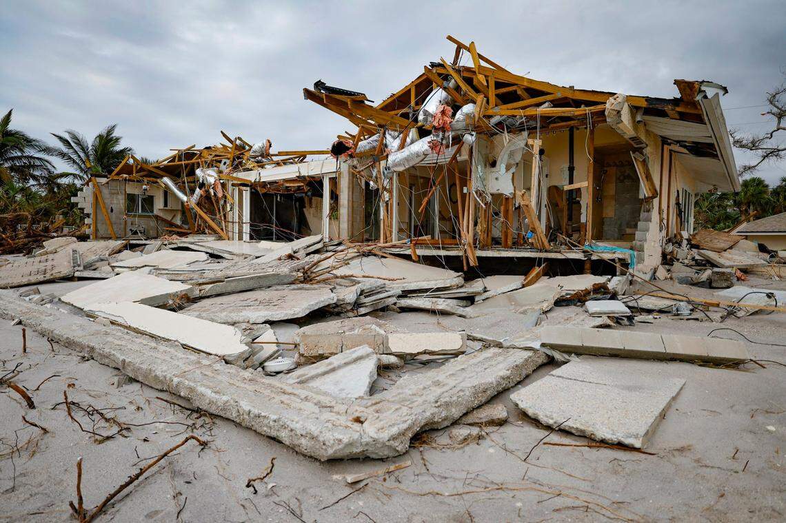 Many homes on the barrier island of Manasota Key suffered extensive damage when Hurricane Milton struck Florida.