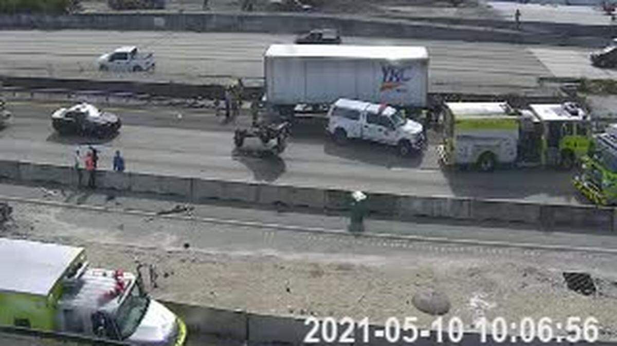 The crash that shut down all southbound lanes of the Floirda Turnpike Monday morning.