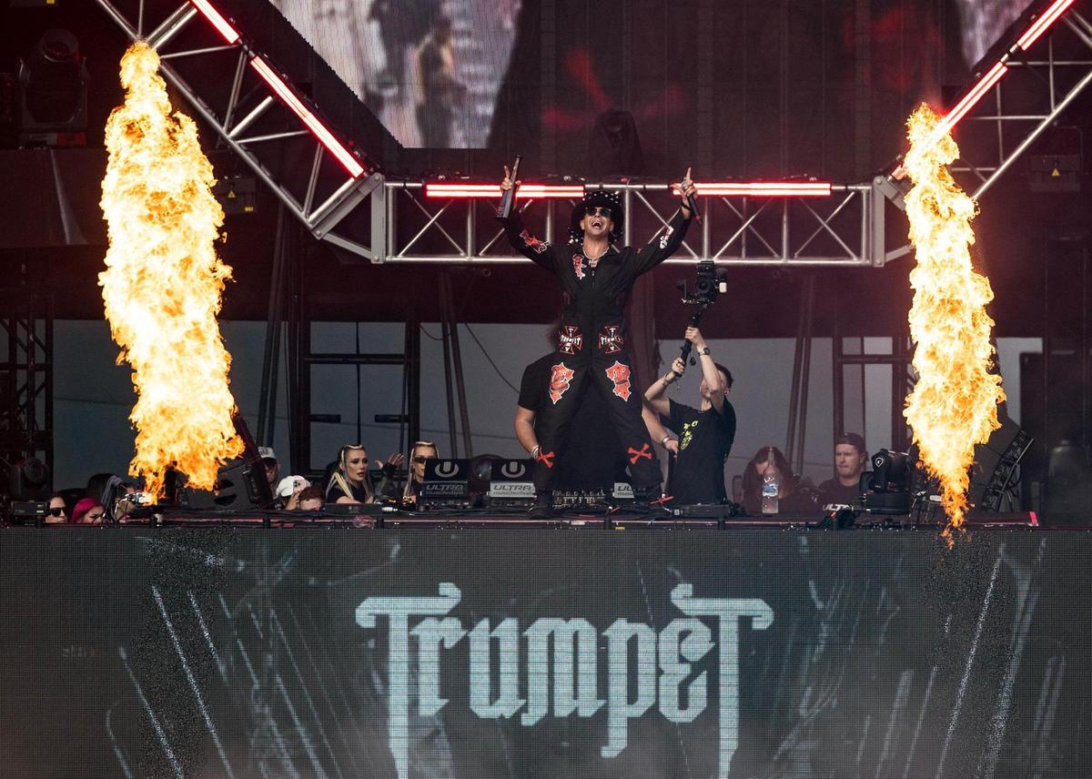 Timmy Trumpet performance during Ultra Music Festival’s 25th anniversary at Bayfront Park, in Miami, Florida, on Friday, March 28, 2025.