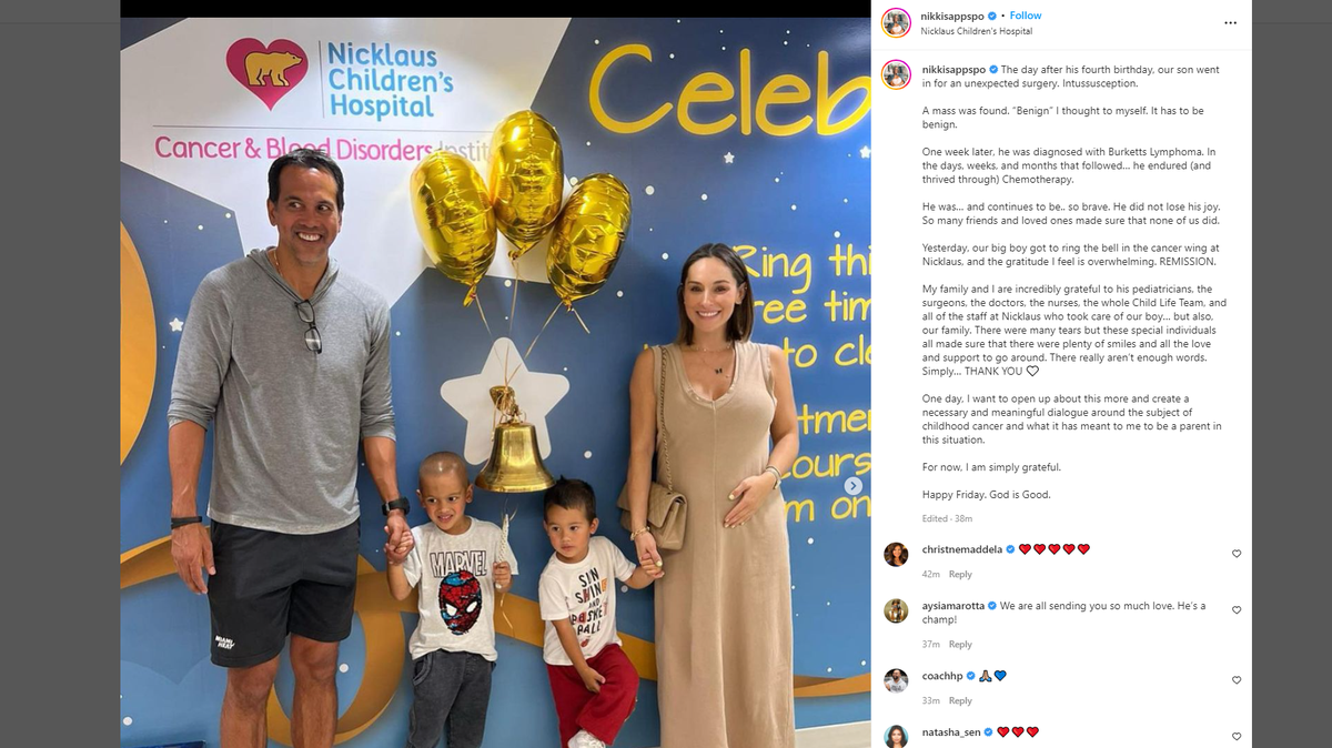 Miami Heat coach Erik Spoelstra’s 4-year-old son, Santiago Spoelstra, has entered remission after a months-long battle with Burkitt lymphoma.