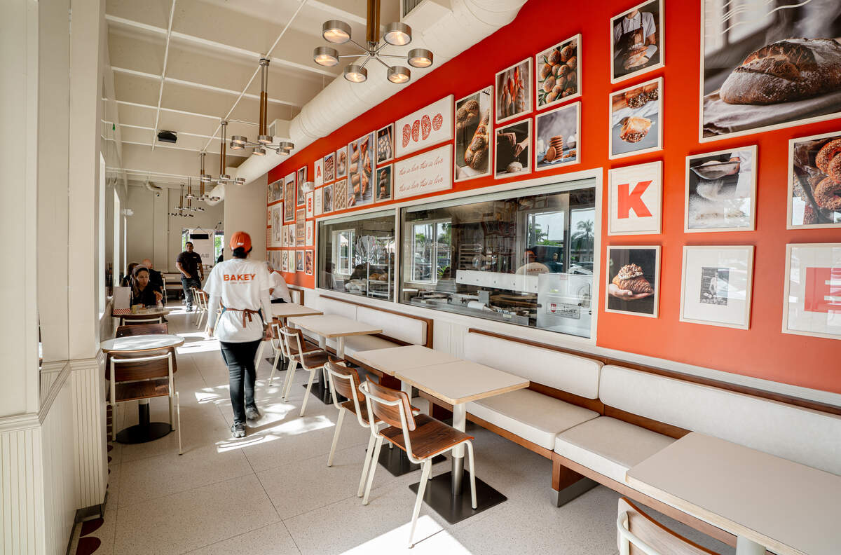 The indoor seating area at Bakey in Hallandale Beach.
