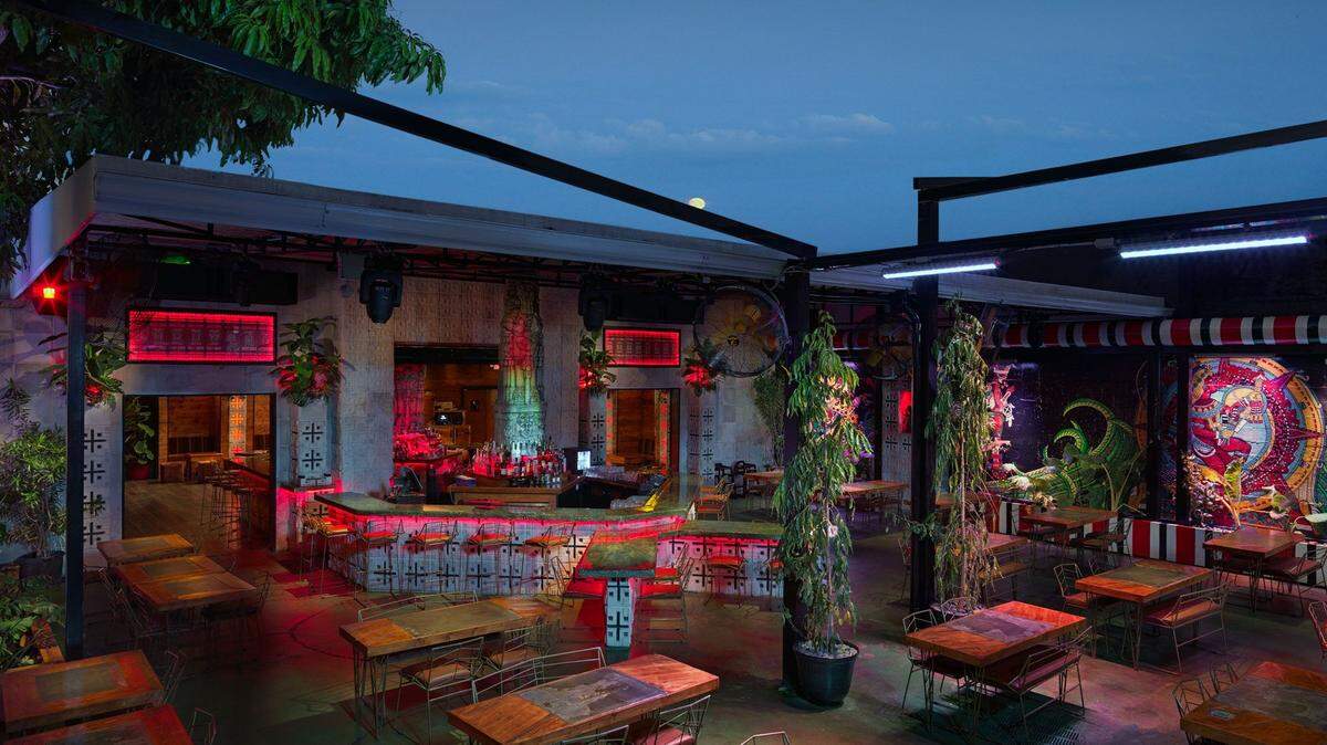 The outdoor patio at Mayami Mexicantina & Bar in Wynwood.