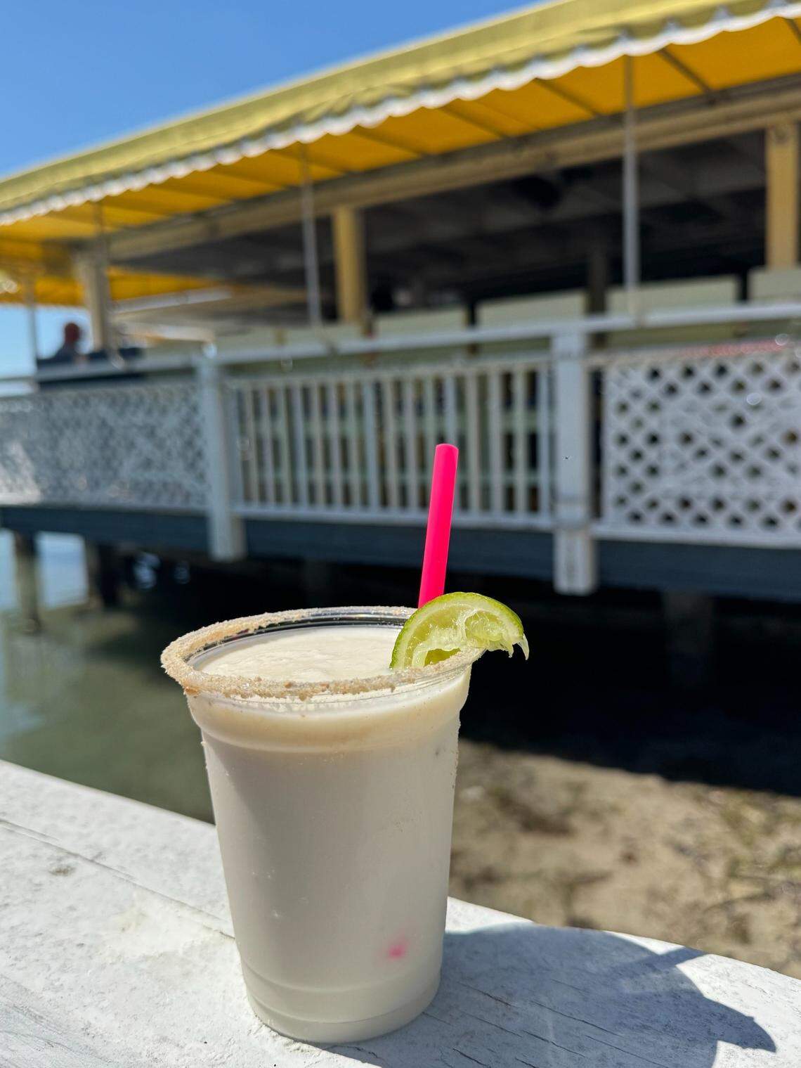 Sip on sunshine: The Key Lime Colada at Lorelei is as dreamy as the waterfront view that comes with it.