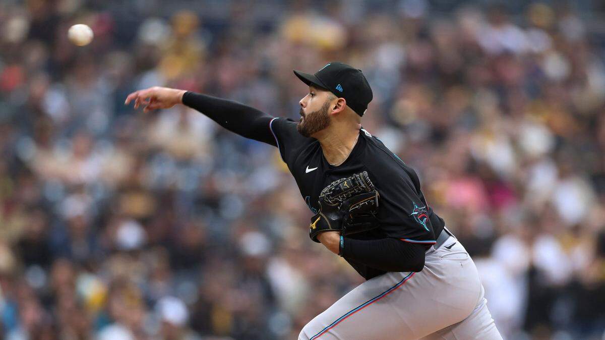 Miami Marlins starting pitcher Pablo Lopez delivers to a San Diego Padres batter during the first inning of a baseball game Saturday, May 7, 2022, in San Diego.