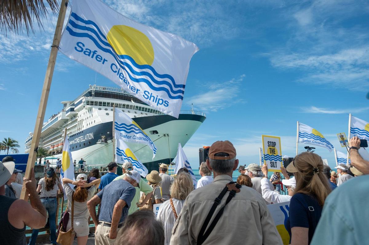 Protesters in Key West greeted the Celebrity Constellation on Feb. 5, 2022.