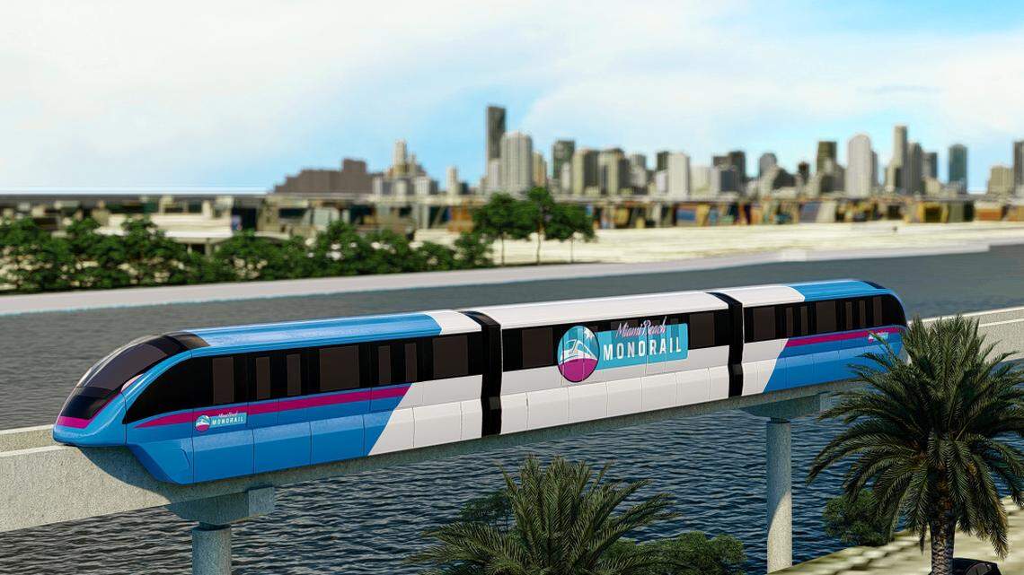 A rendering of the Miami Beach Monorail that’s been proposed by Genting and partners to connect Miami with Miami Beach. The privately run and built project would cost taxpayers about $60 million a year.