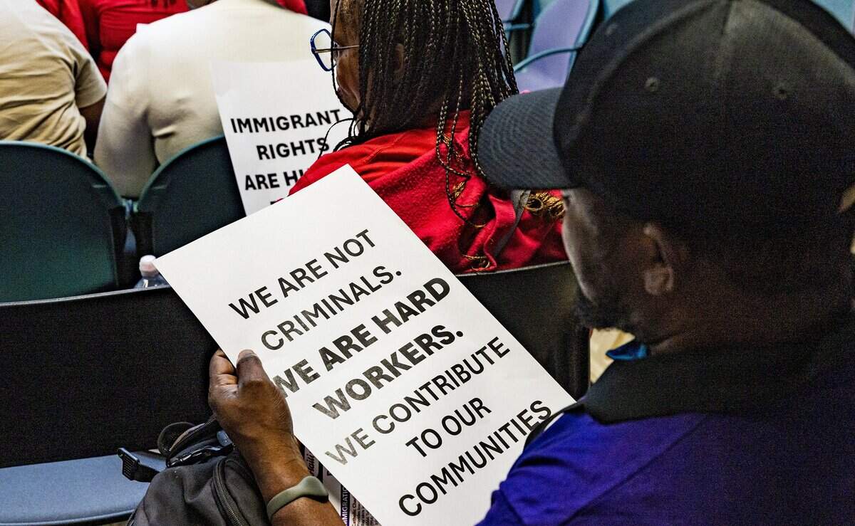 Airport and hotel food and beverage workers with the UNITE HERE Local 355 union, held a press conference at Fort Lauderdale-Hollywood International Airport (FLL) demanding an extension of Temporary Protected Status (TPS) for Haitians, on Friday July 10, 2026.