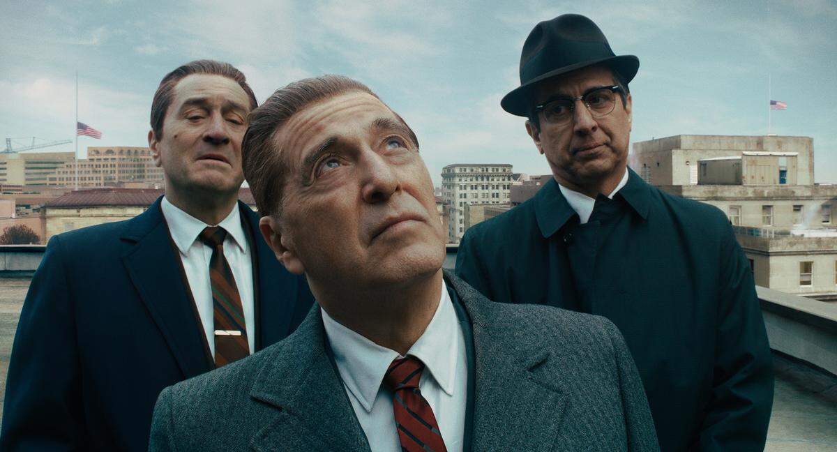 From left, Robert De Niro, Al Pacino and Ray Romano in Martin Scorsese’s “The Irishman.” The crime epic is on Netflix but also played select movie theaters in Miami-Dade and Broward in November and December 2019.
