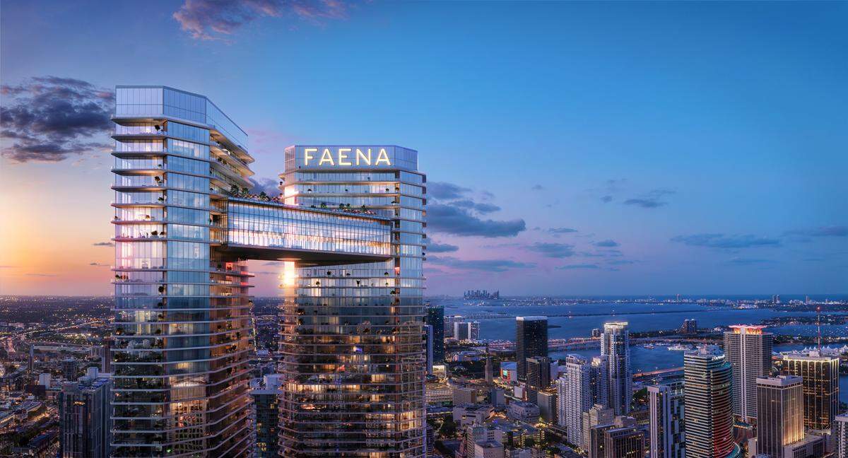 Rendering of exterior of planned Faena Residences.