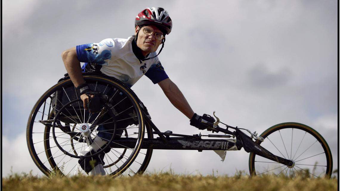 Juan Carlos Gil, who was born with cerebral palsy and is legally blind, uses his racing wheelchair to train at Tropical Park in this file photo. In October 2018, Gil sued the city of Miami Springs, contending the city’s website violated the Americans with Disabilities Act because people who are blind or low sighted cannot access it. The city settled the suit for $11,000.