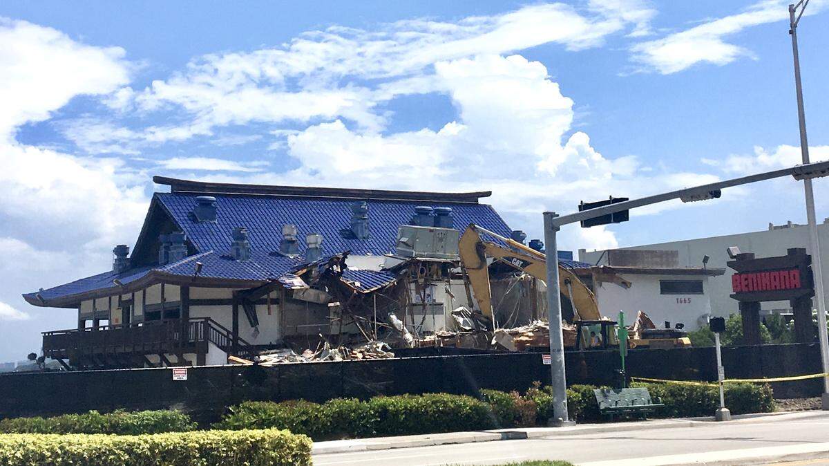 The Miami Beach Benihana Japanese restaurant was demolished in July for a new development: another Benihana.