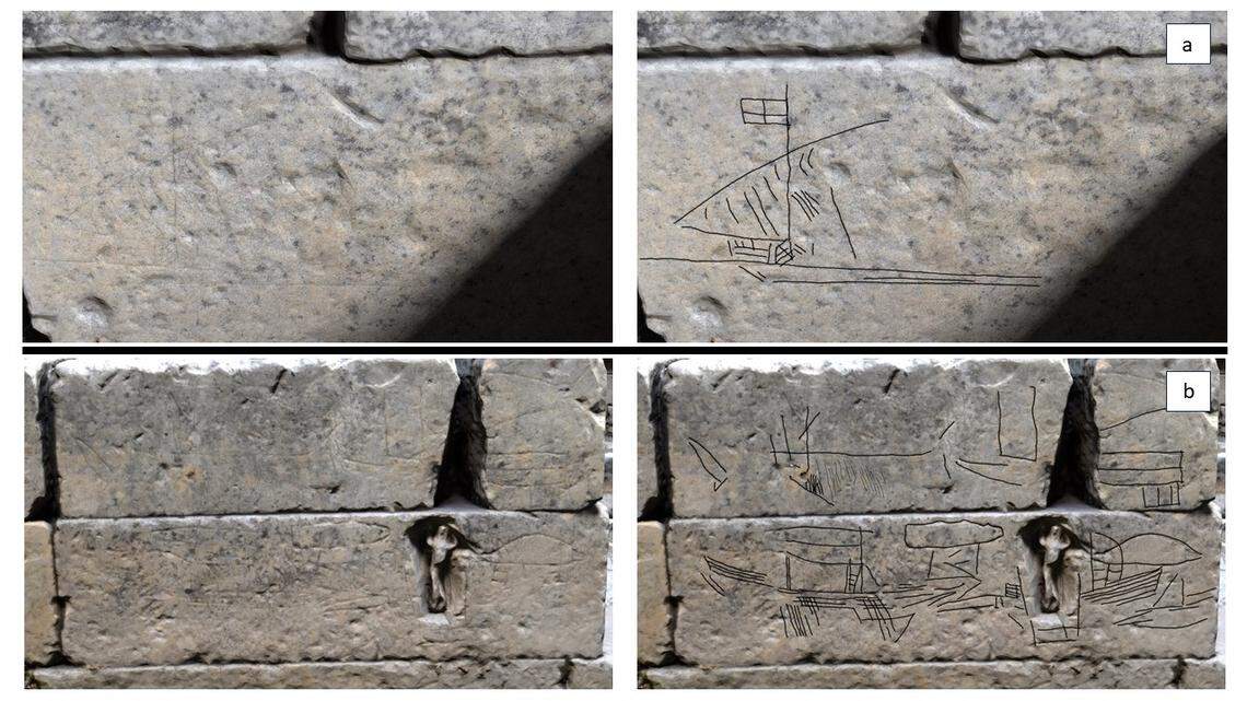 Images of boats and a humanoid carving were also found on the prison walls, researchers said.