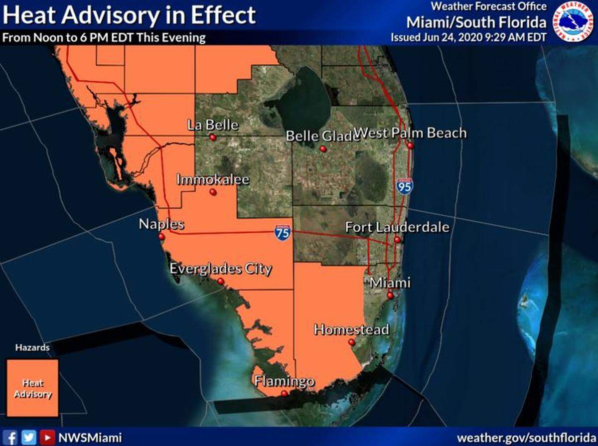 The area covered by Wednesday’s Heat Advisory