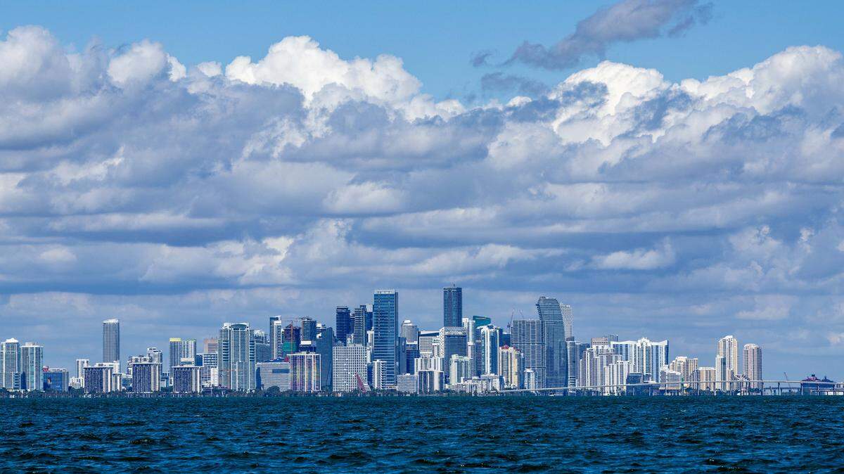 A view the Miami skyline from Biscayne Bay on Wednesday, October 15, 2025, in Miami, Fla.