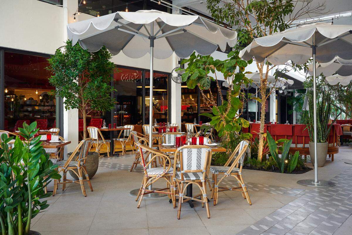 The courtyard at Michael’s Genuine Food & Drink in Miami’s Design District.