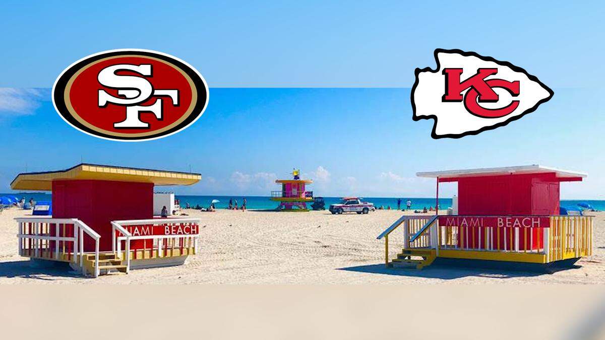 The City of Miami Beach is auctioning off two Super Bowl-inspired lifeguard towers featuring the colors of the NFL’s Kansas City Chiefs and San Francisco 49ers, the two teams facing off in the Big Game on Sunday, Feb. 2, 2020.