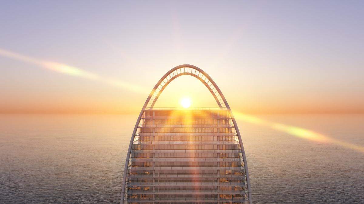 Los 62 pisos de St. Regis Residences, Sunny Isles Beach serán las torres más altas de la ciudad de Sunny Isles Beach. Arriba: Una representación de las torres gemelas.