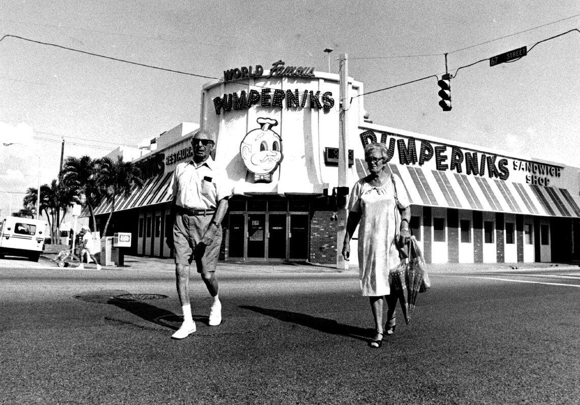 In 1983, Pumperniks deli, across from the Deauville Hotel on Collins Avenue.
