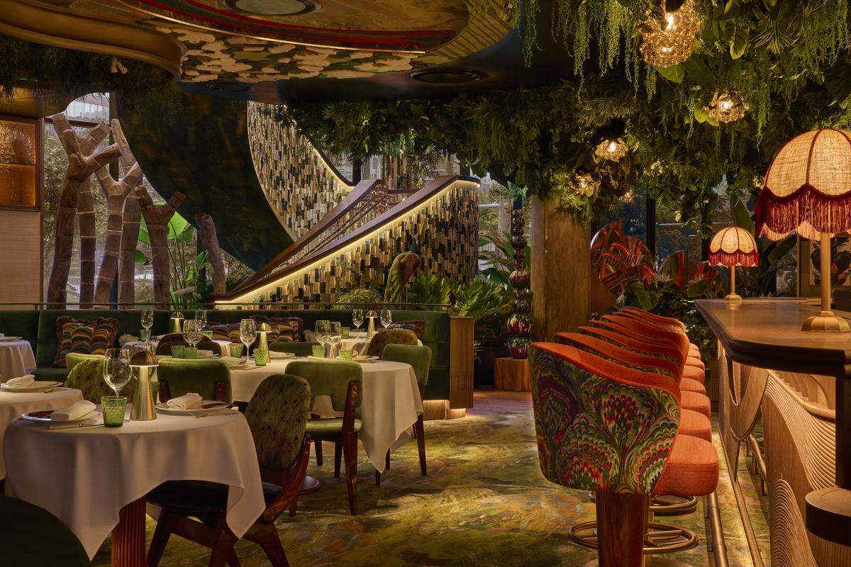 The interior of the lush restaurant Amazonico from Madrid, which is opening in Brickell.