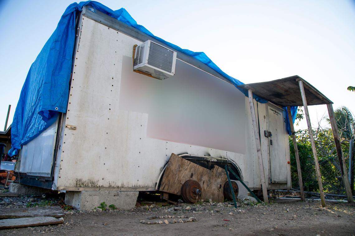 One of the dilapidated trailers that house migrant workers and their families in a secret camp in South Miami-Dade.