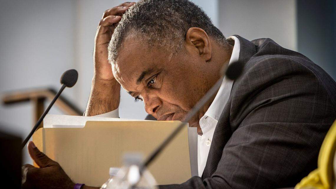 North Miami Beach, FL- March 16, 2023 - North Miami Beach City Attorney, Hans Ottinot during a workshop at the City of North Miami Beach City Hall, Commission Chambers, 2nd Floor North Miami Beach, FL.