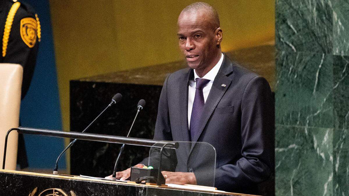 Jovenel Moïse, then president of Haiti, speaks at the U.N. General Assembly General Debate at the United Nations in New York on Sept. 27, 2018. Moïse was assassinated in 2021. The last five defendants who have been charged in connection to his death are seeking to postpone the May trial date.