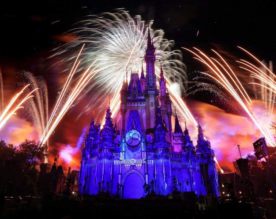 Fireworks over the Magic Kingdom at Walt Disney World.