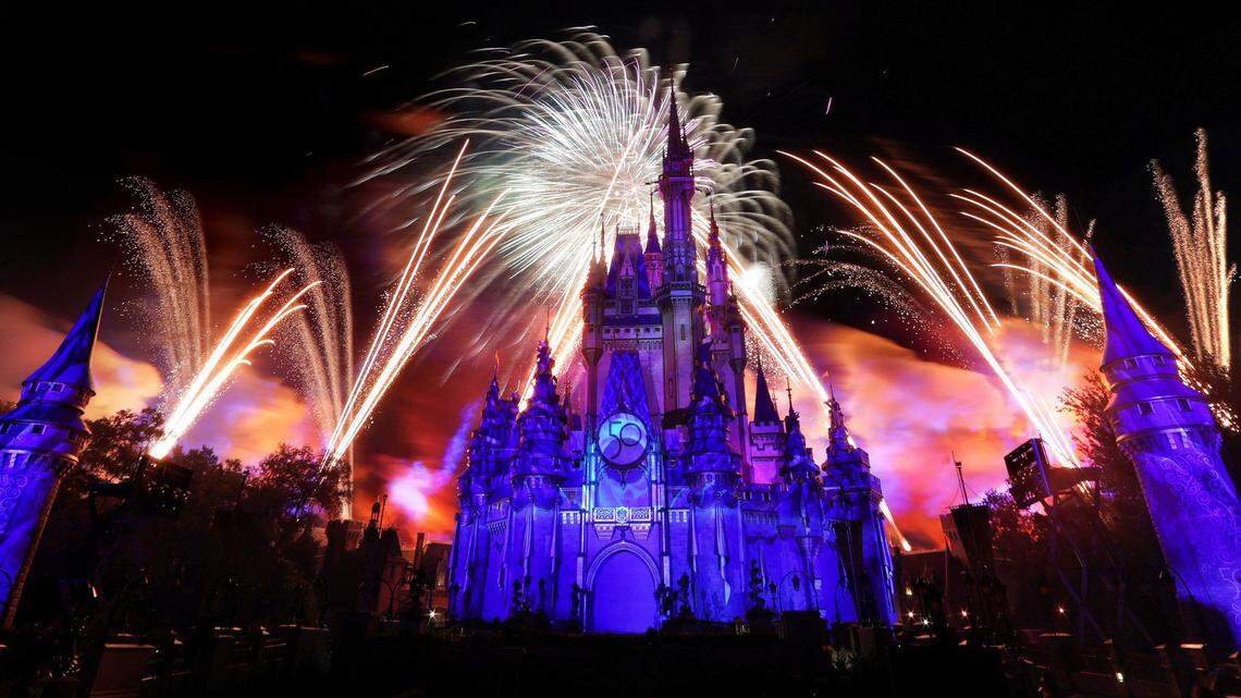 Fireworks over the Magic Kingdom at Walt Disney World.