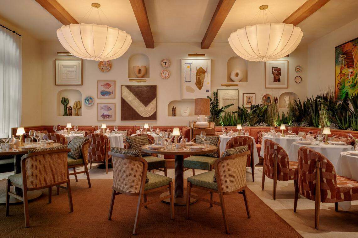 The dining room at Claudie, the French-Mediterranean restaurant in Brickell from the creators of Mila and Casa Neos.
