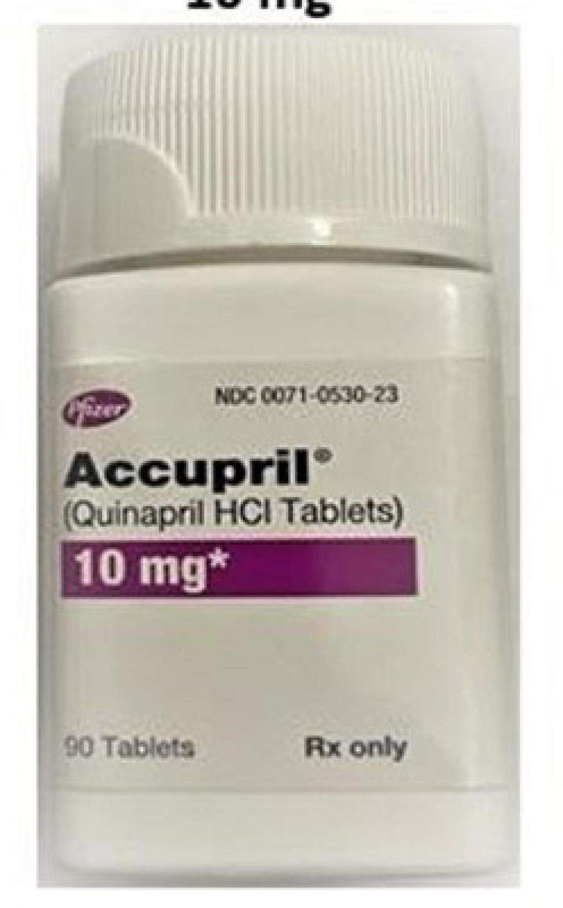 A bottle of 10 mg strength Accupril