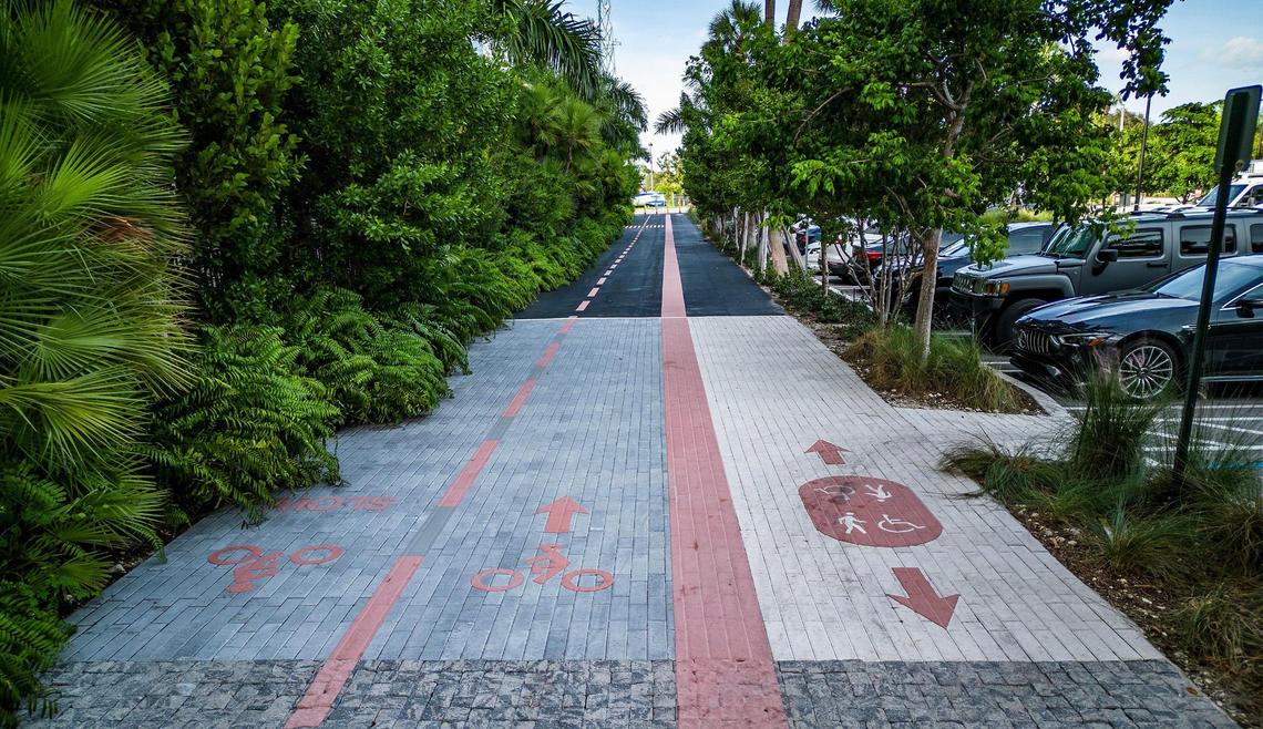 The first quarter-mile stretch of the planned Ludlam Trail runs between the new MiLine and Windsor apartment complexes just off Bird Road in west Miami-Dade County.