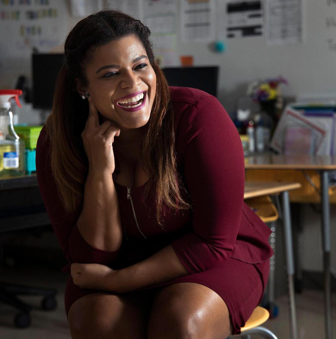 Miami-Dade Schools Teacher of the Year Finalist and South Region winner Candice Morris, inside her classroom at Goulds Elementary School in South Miami-Dade on Thursday, Jan. 28, 2021.