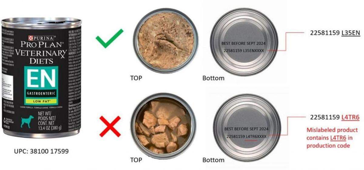 A prescription brand of Nestlé Purina PetCare wet dog food has been voluntarily recalled due to a mislabeling advertising a different type of food.